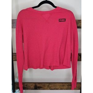 PINK Red waffle knit thermal long sleeve top size XS